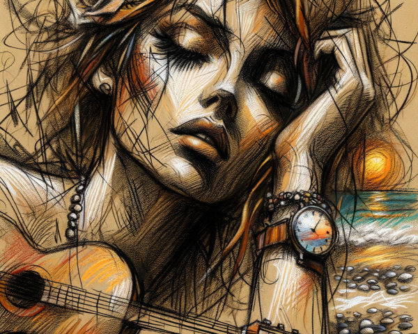 Dreamy Portrait of a Woman by a Serene Beach