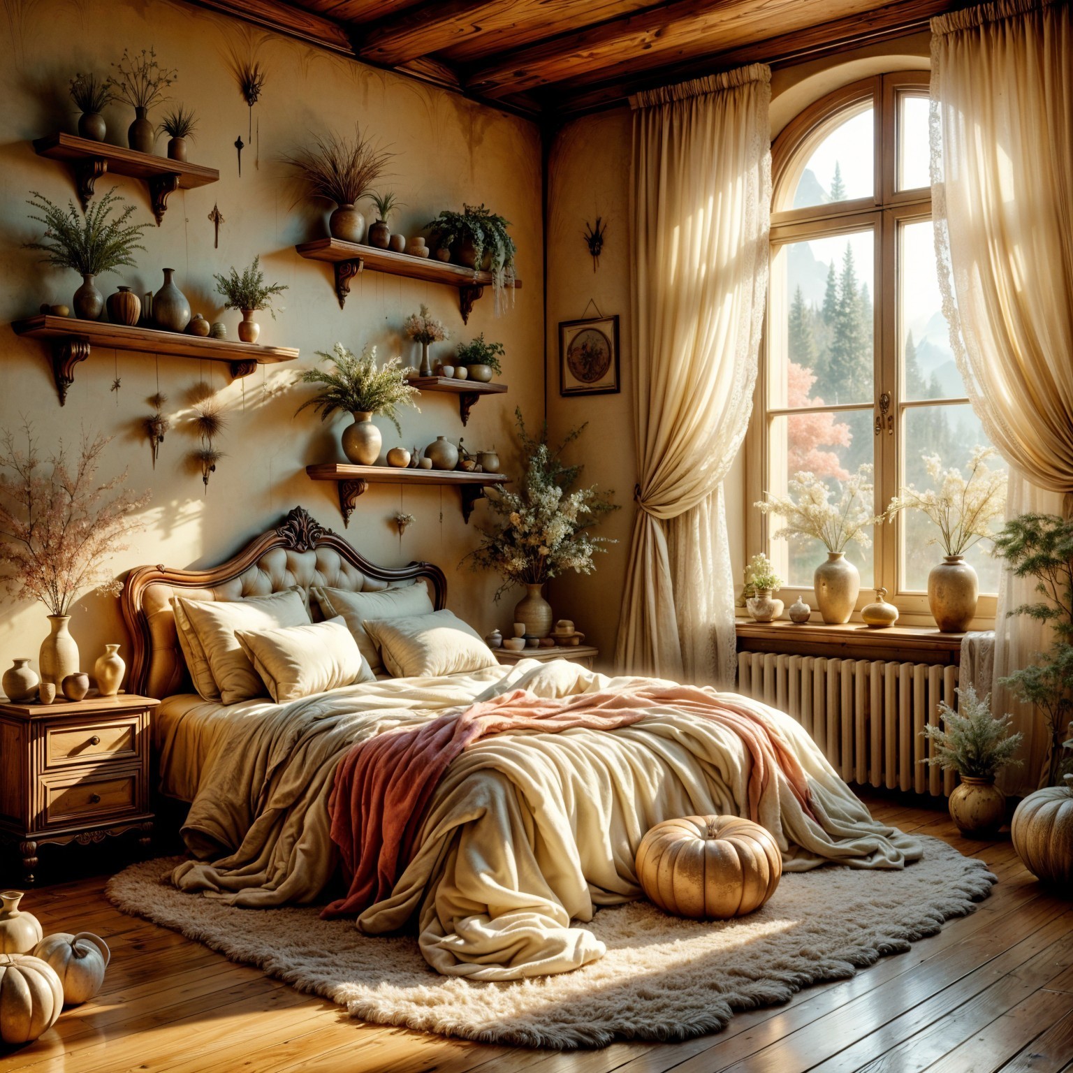 Cozy Room with Natural Decor and Warm Atmosphere