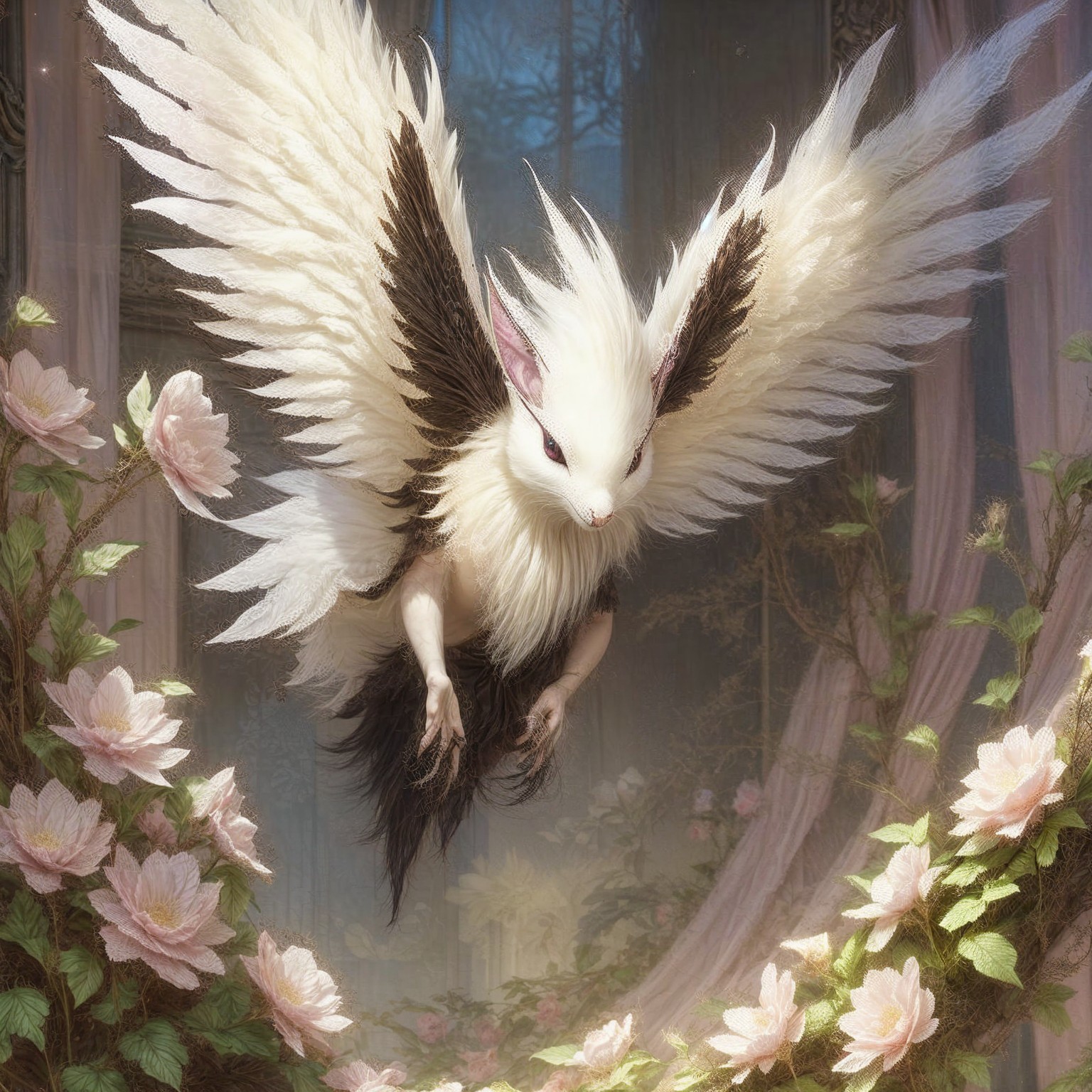 Fantastical Humanoid-Rabbit Creature with Wings