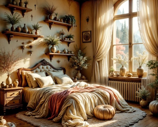 Cozy Room with Natural Decor and Warm Atmosphere