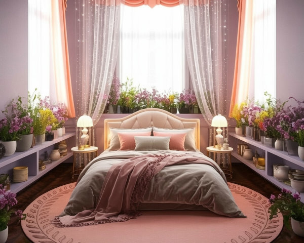 Stylish Bedroom with Plush Bed and Elegant Decor