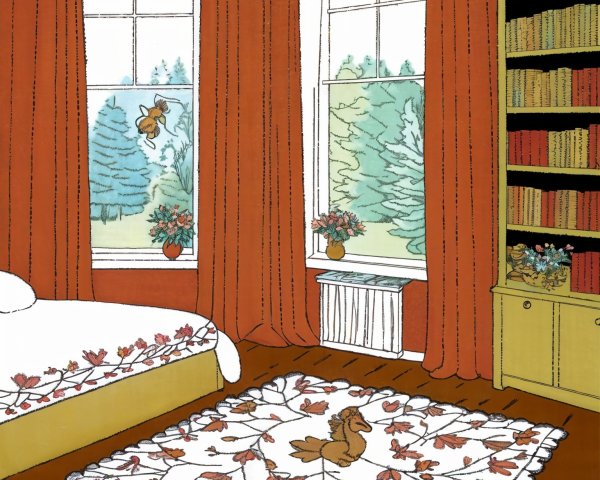 Cozy Room with Warm Curtains and Floral Decor