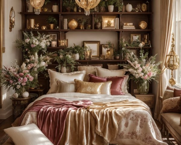 Luxurious Bedroom with Elegant Decor and Comfort Elements