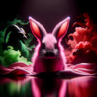 Fluffy Rabbit in Vibrant Otherworldly Landscape