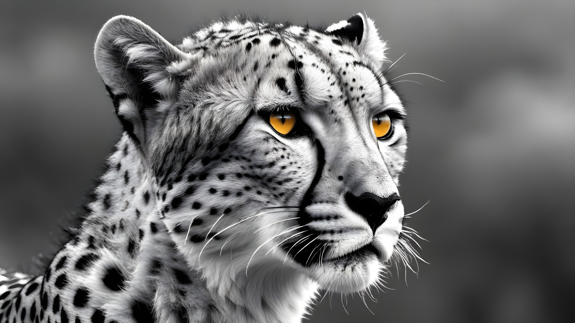 Monochrome Portrait of a Cheetah with Golden Eyes
