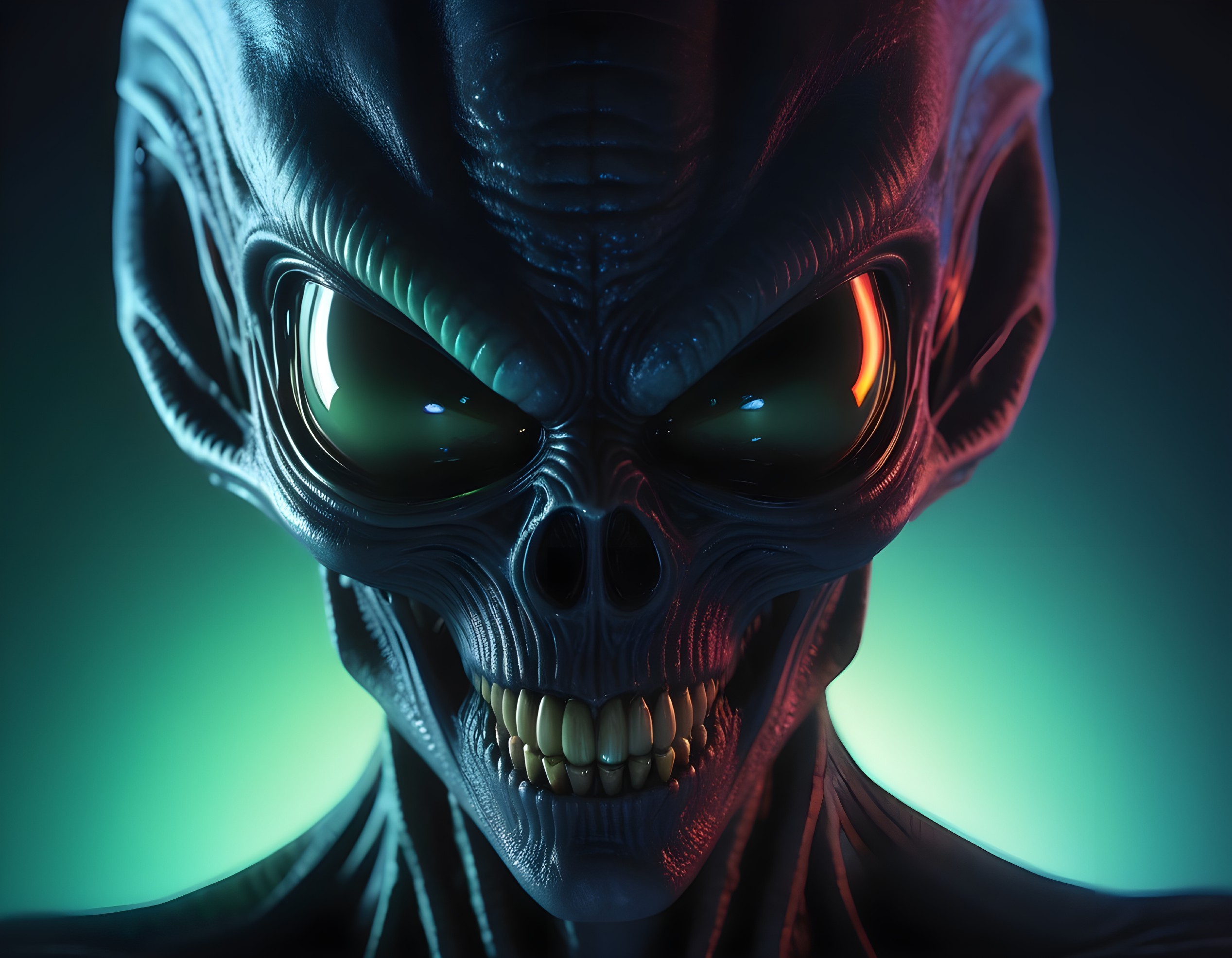 Alien Figure with Elongated Head and Expressive Eyes