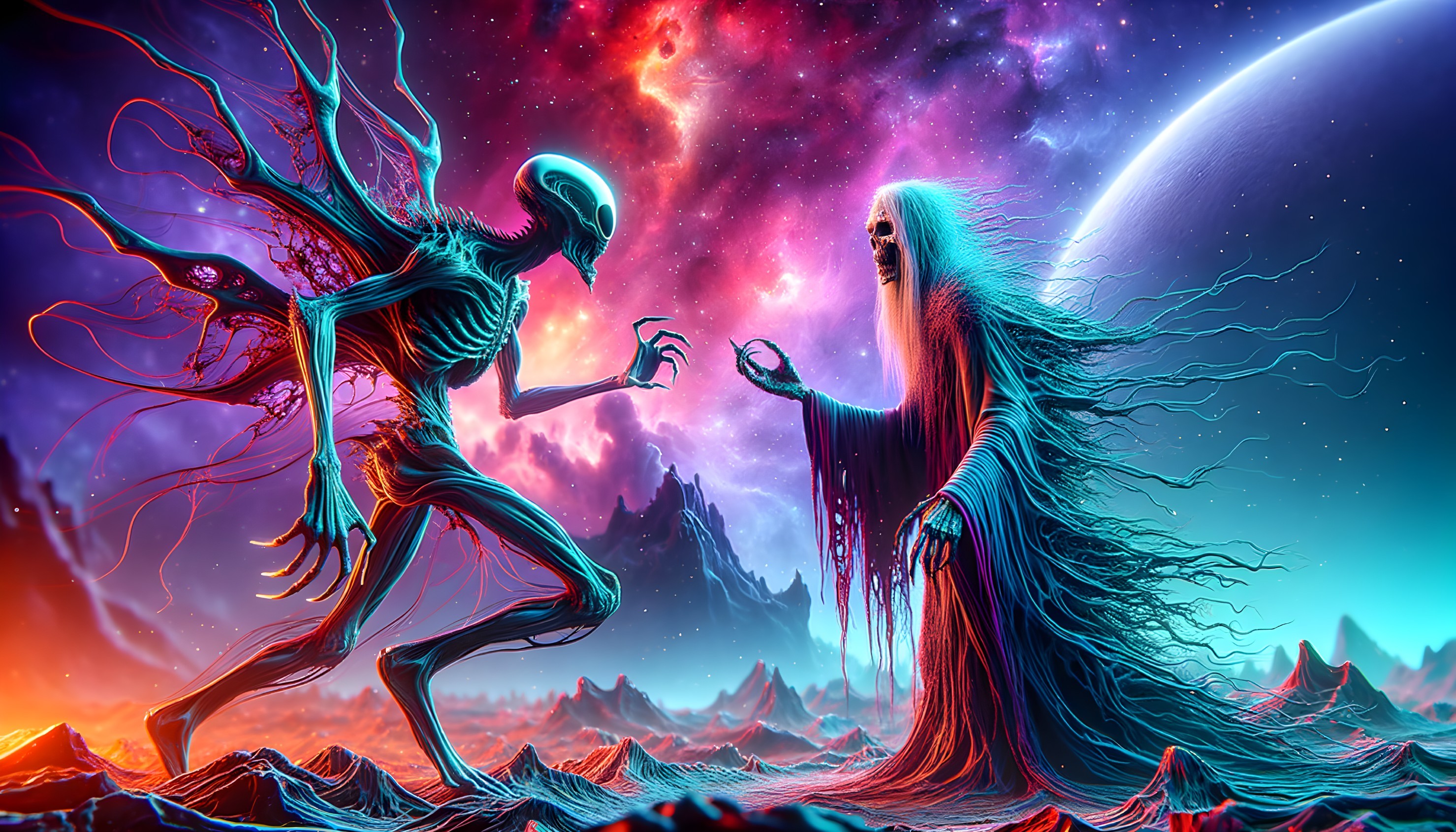 Cosmic Encounter of Alien and Ghostly Apparition