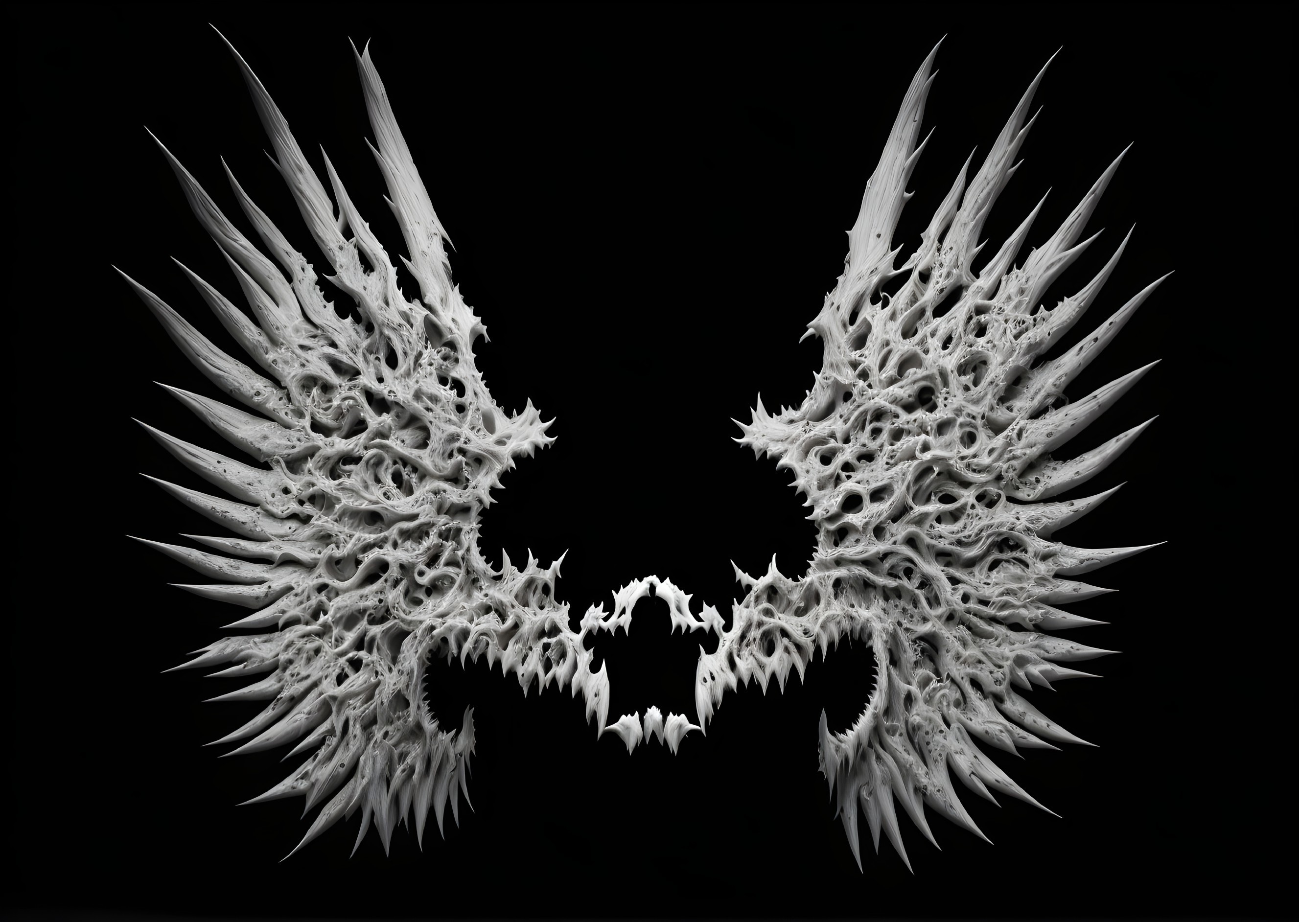 Intricate Wings with Organic and Skeletal Features