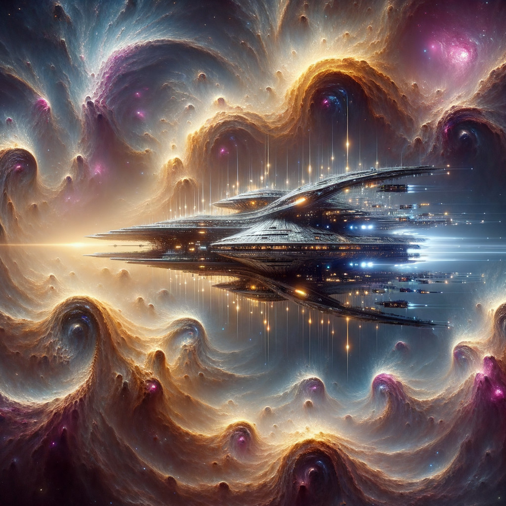 Futuristic Spacecraft in Vibrant Cosmic Landscape