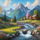 Majestic Mountains and Serene Stream in Idyllic Landscape