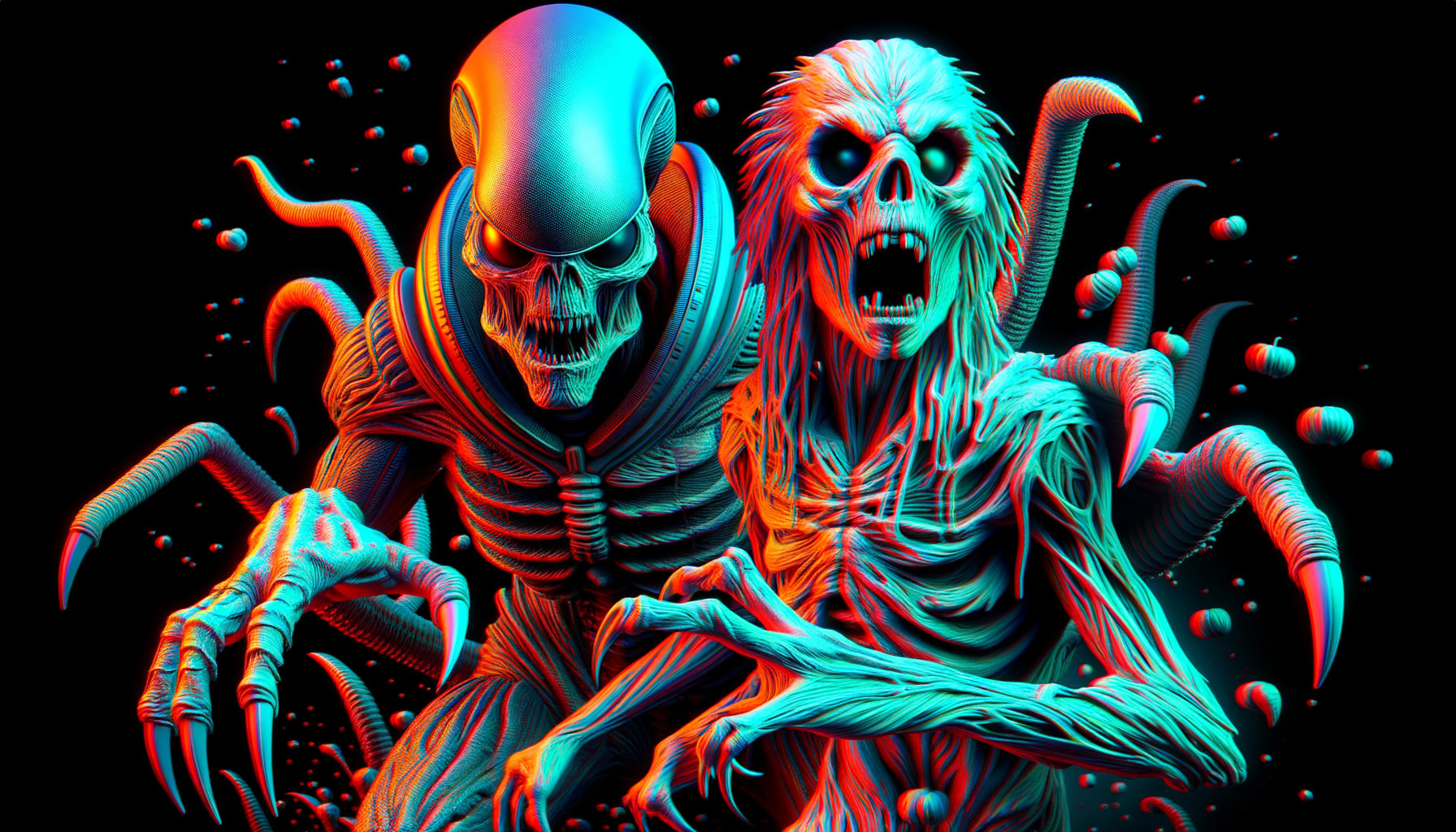 Surreal Design of Alien and Corpse Figures