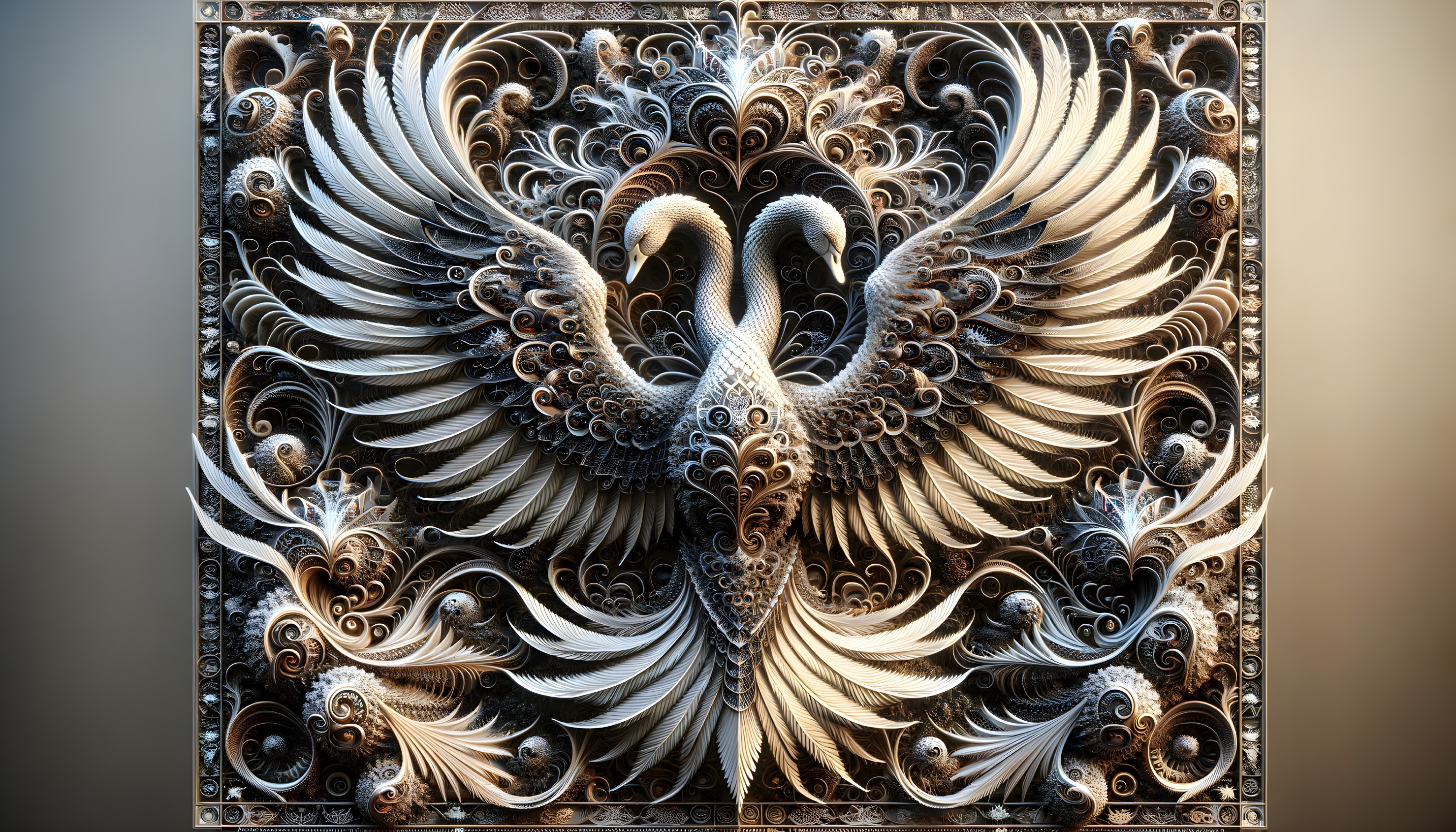 Stylized Design of Two Elegant Entwined Swans