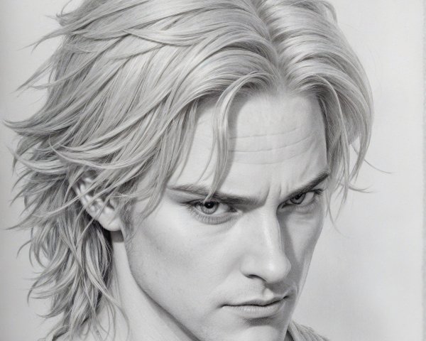 Hyper-realistic portrait of a contemplative young man
