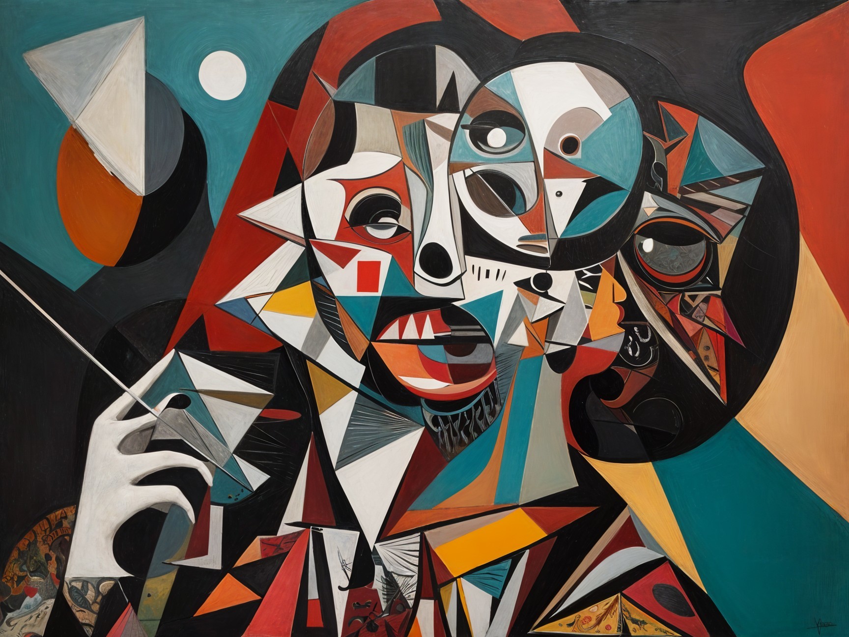 Bold Abstract Artwork with Fragmented Shapes and Colors