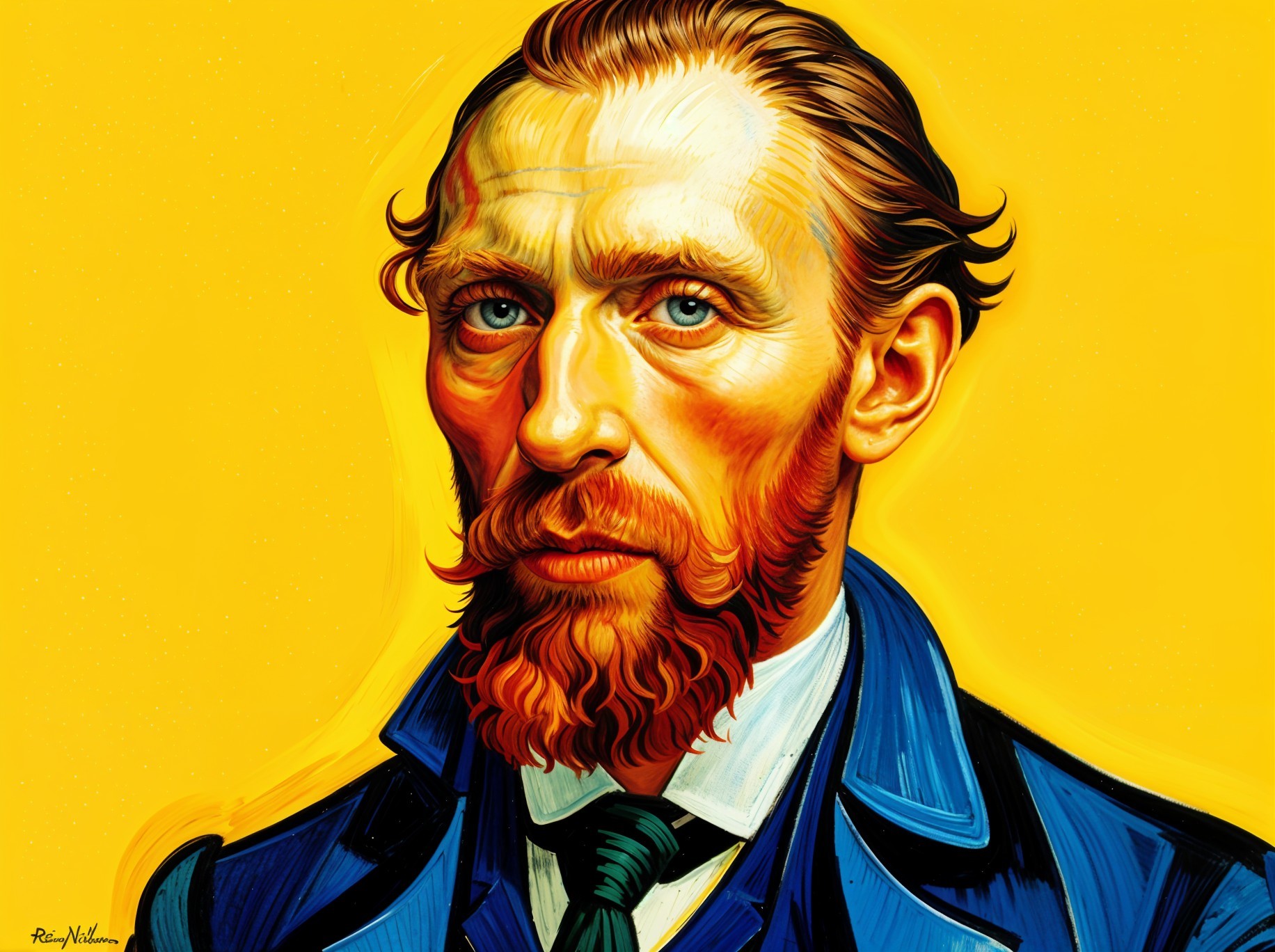 Portrait of a man with a red beard in blue suit