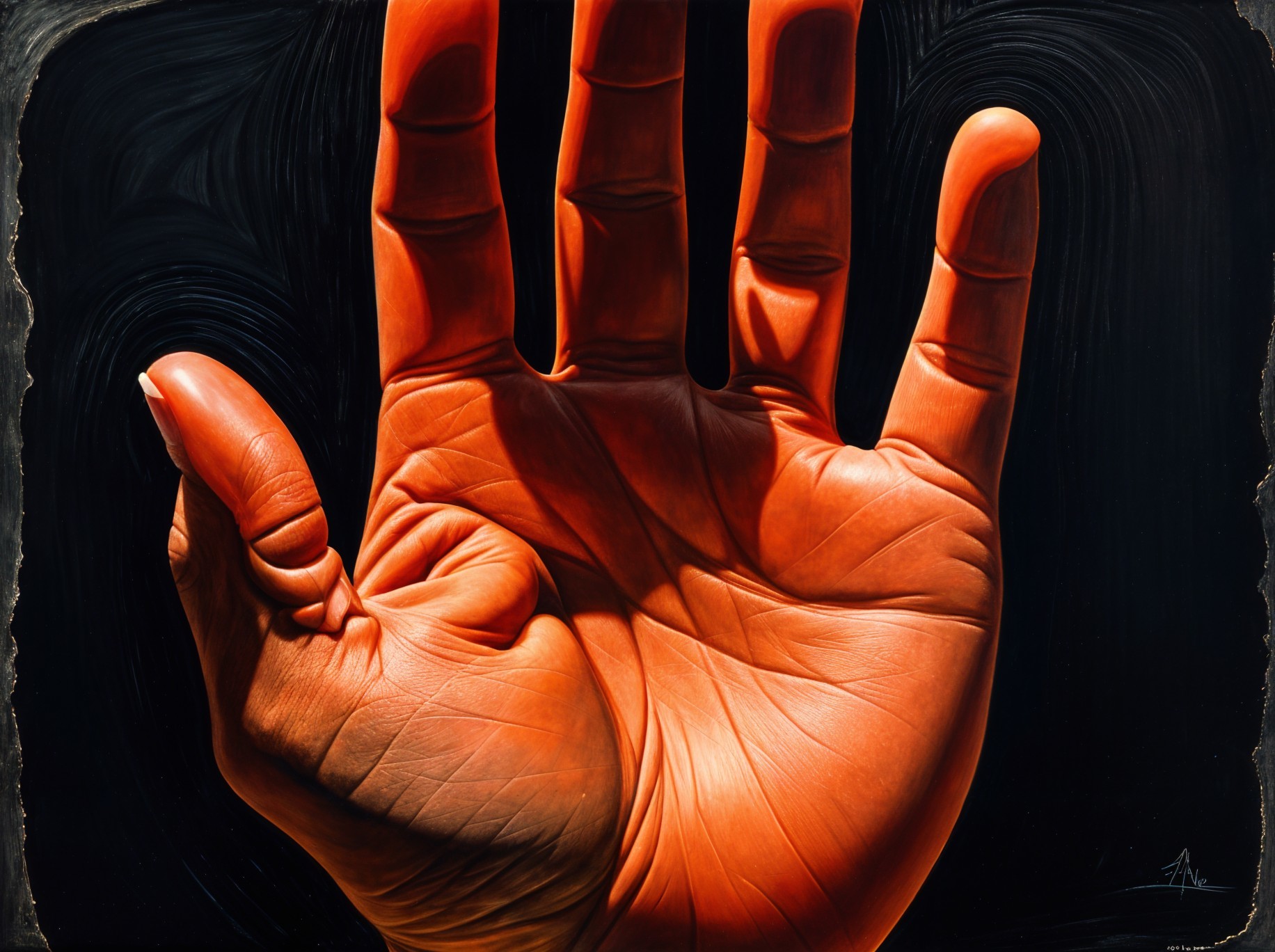 Close-Up of a Human Hand Against Black Background