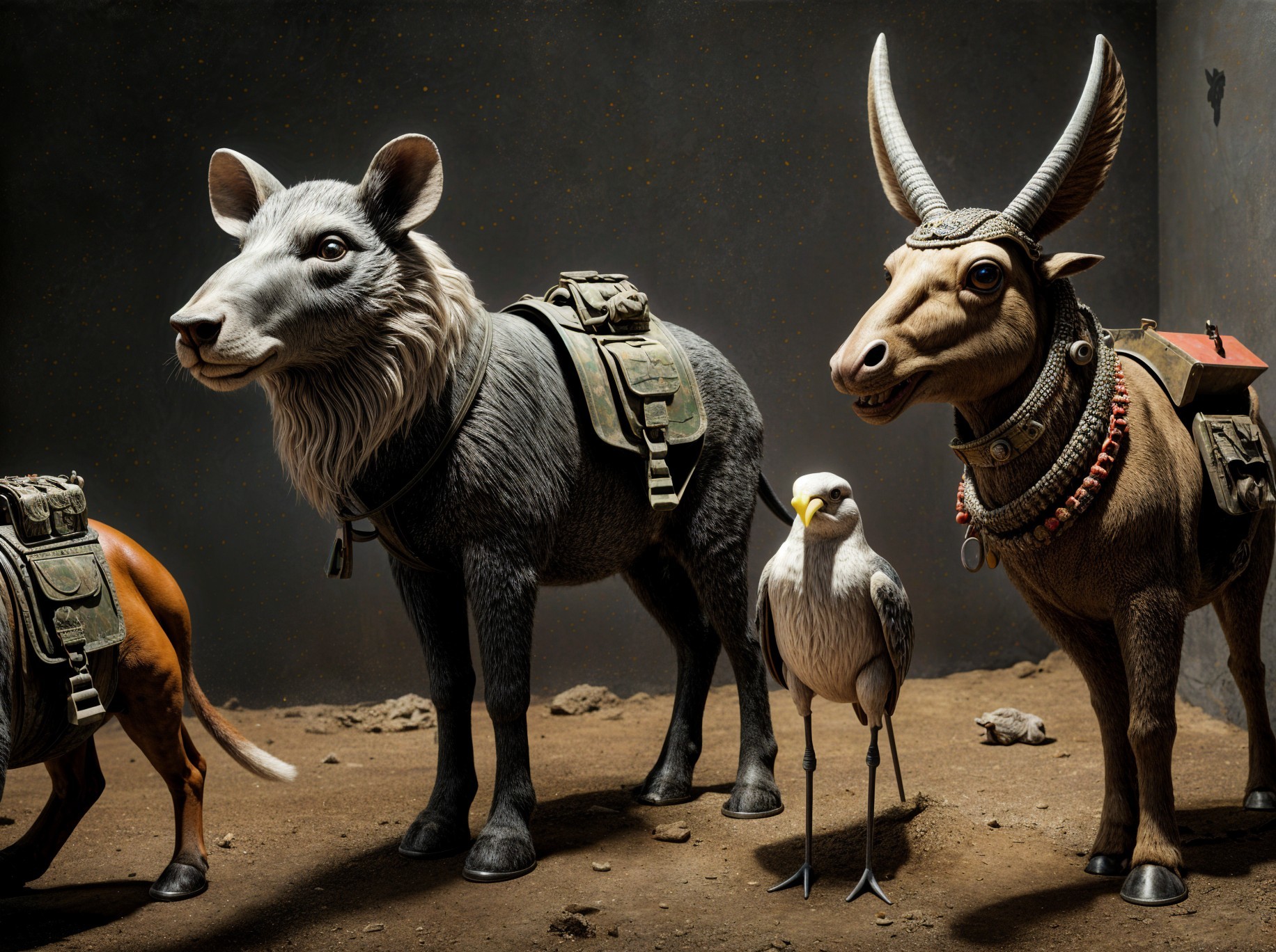 Whimsical Scene with Anthropomorphic Animal Characters