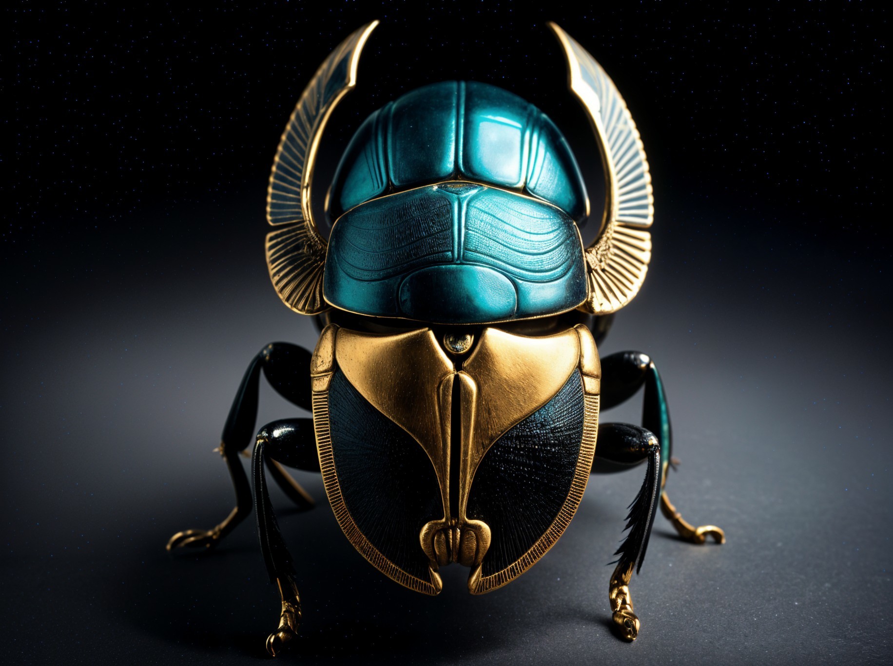 Intricately Designed Scarab Beetle with Vibrant Colors