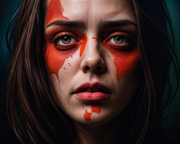 Close-Up Portrait of a Young Woman with Bold Makeup
