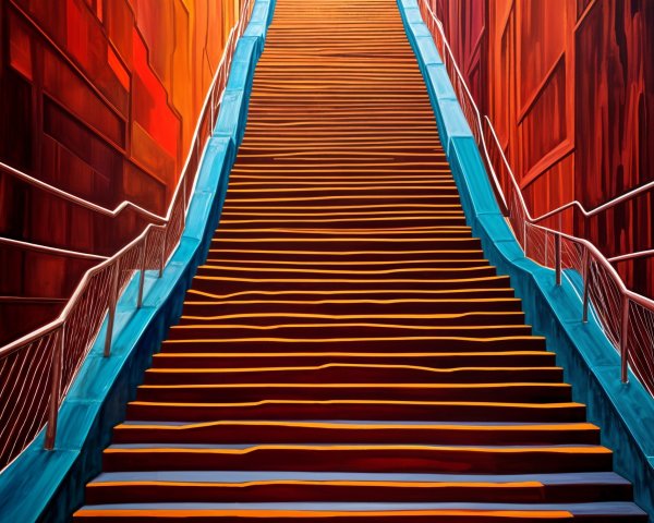 Vibrant Staircase with Bold Colors and Design Elements