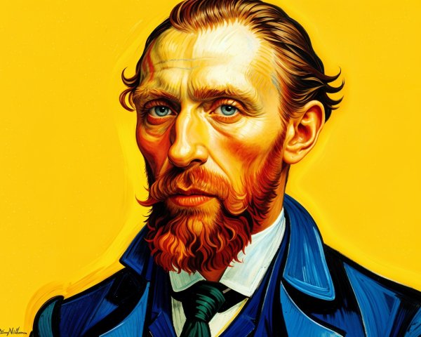 Portrait of a man with a red beard in blue suit
