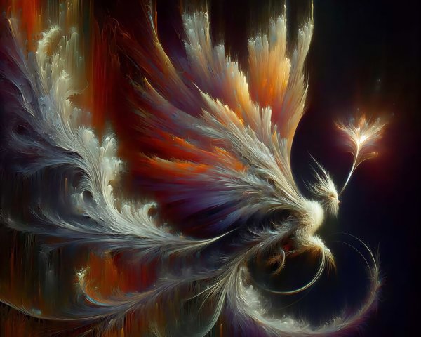 Abstract Art of a Phoenix-like Creature in Vibrant Colors