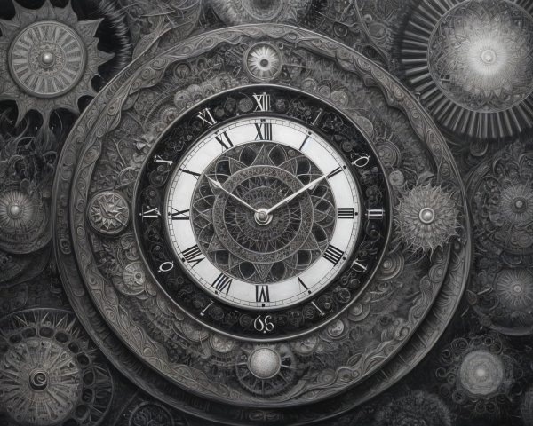 Intricate Clock Design with Gear-Like Patterns