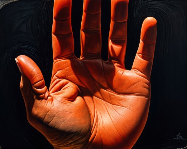Close-Up of a Human Hand Against Black Background