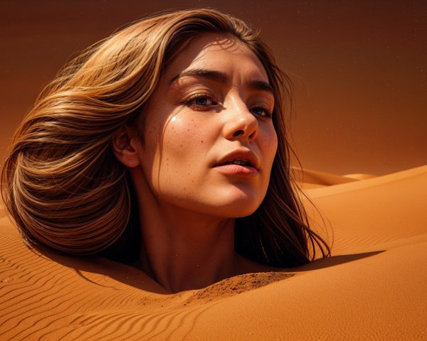 Portrait of a woman in golden desert sands