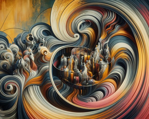Vibrant Color Swirl with Intricate Cage Structure