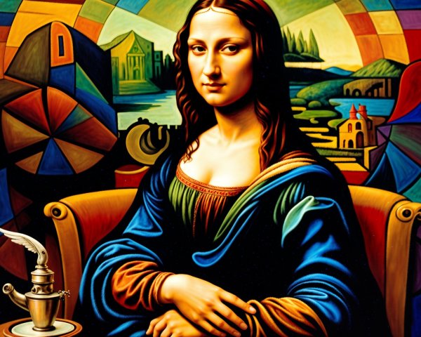 Vibrant Portrait of a Woman in Geometric Style