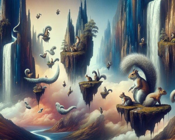 Surreal Landscape of Floating Islands and Waterfalls