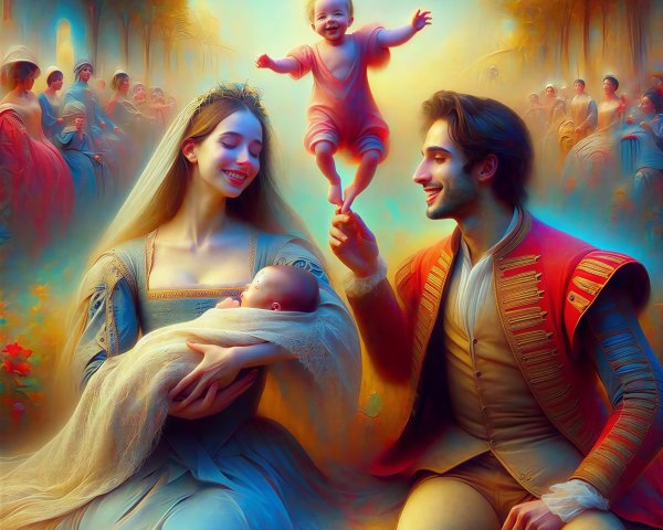 Renaissance Painting of a Family with Newborn Baby