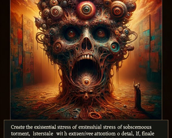Surreal Monstrous Face with Colorful Orbs and Patterns
