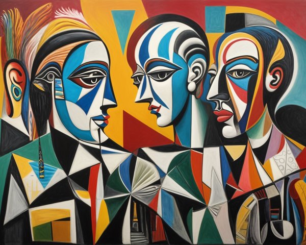 Abstract Figures in Bold Colors and Geometric Shapes