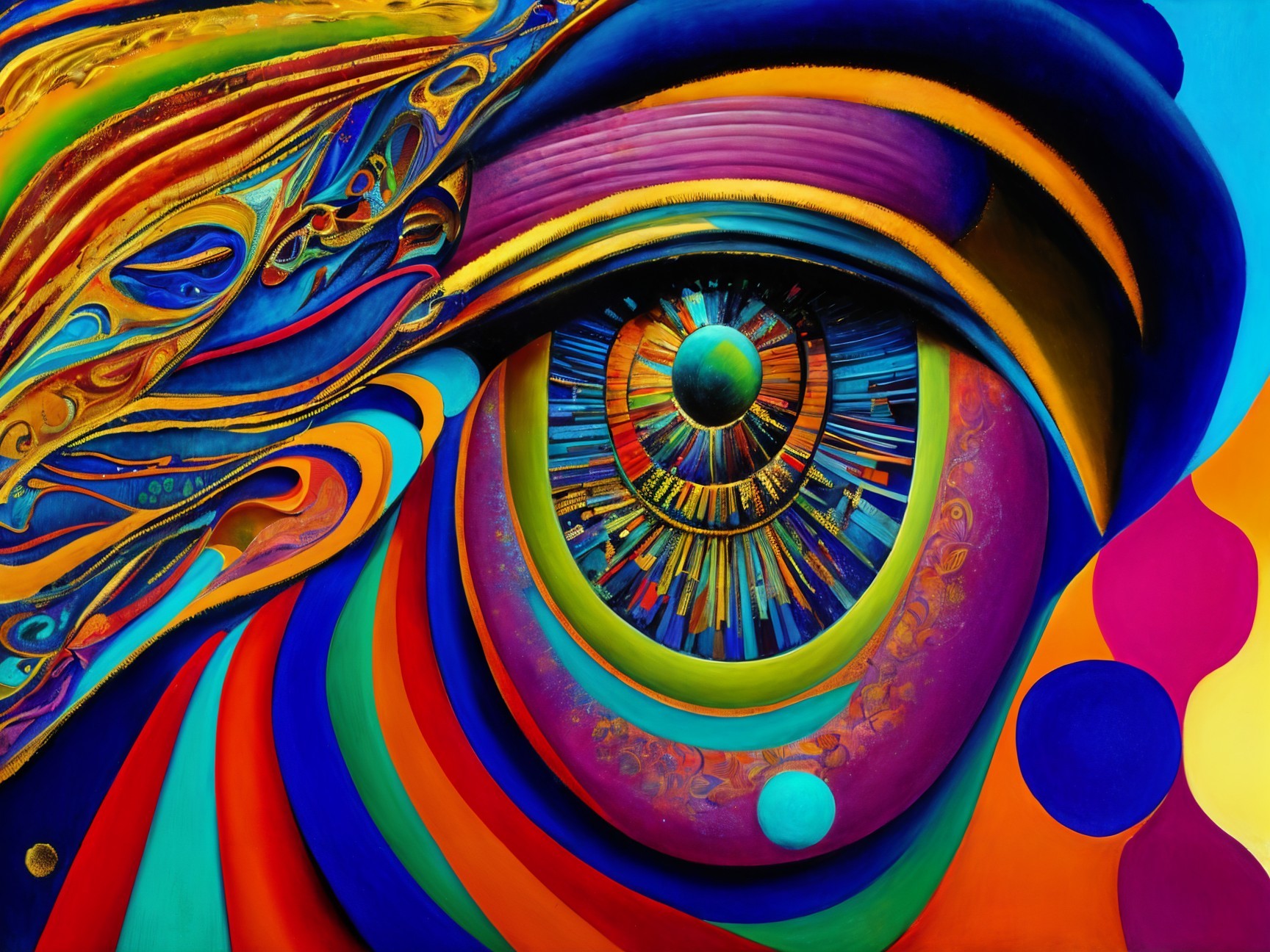 Abstract Eye with Kaleidoscopic Patterns and Colors
