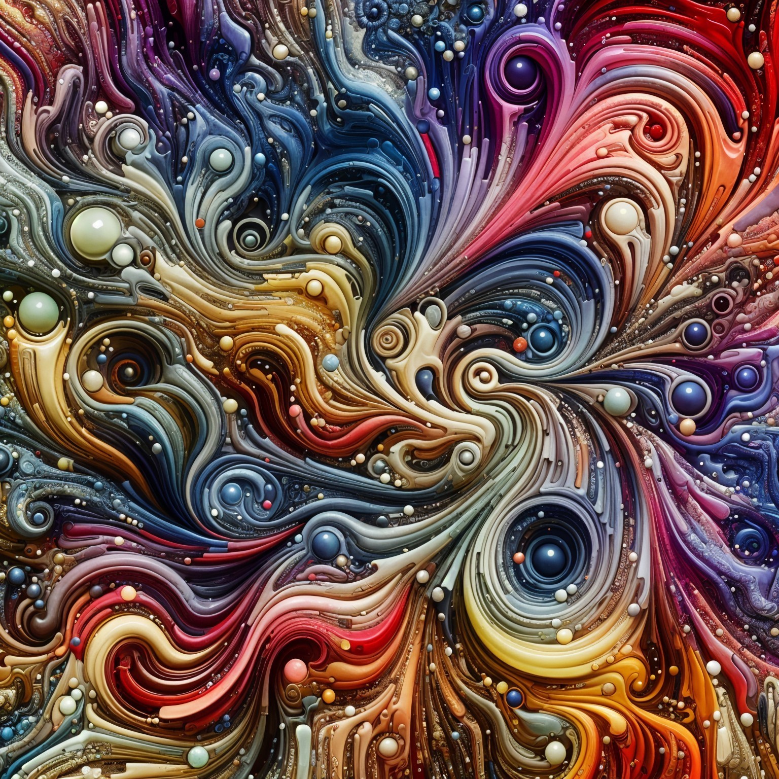 Vibrant Abstract Composition with Swirling Patterns