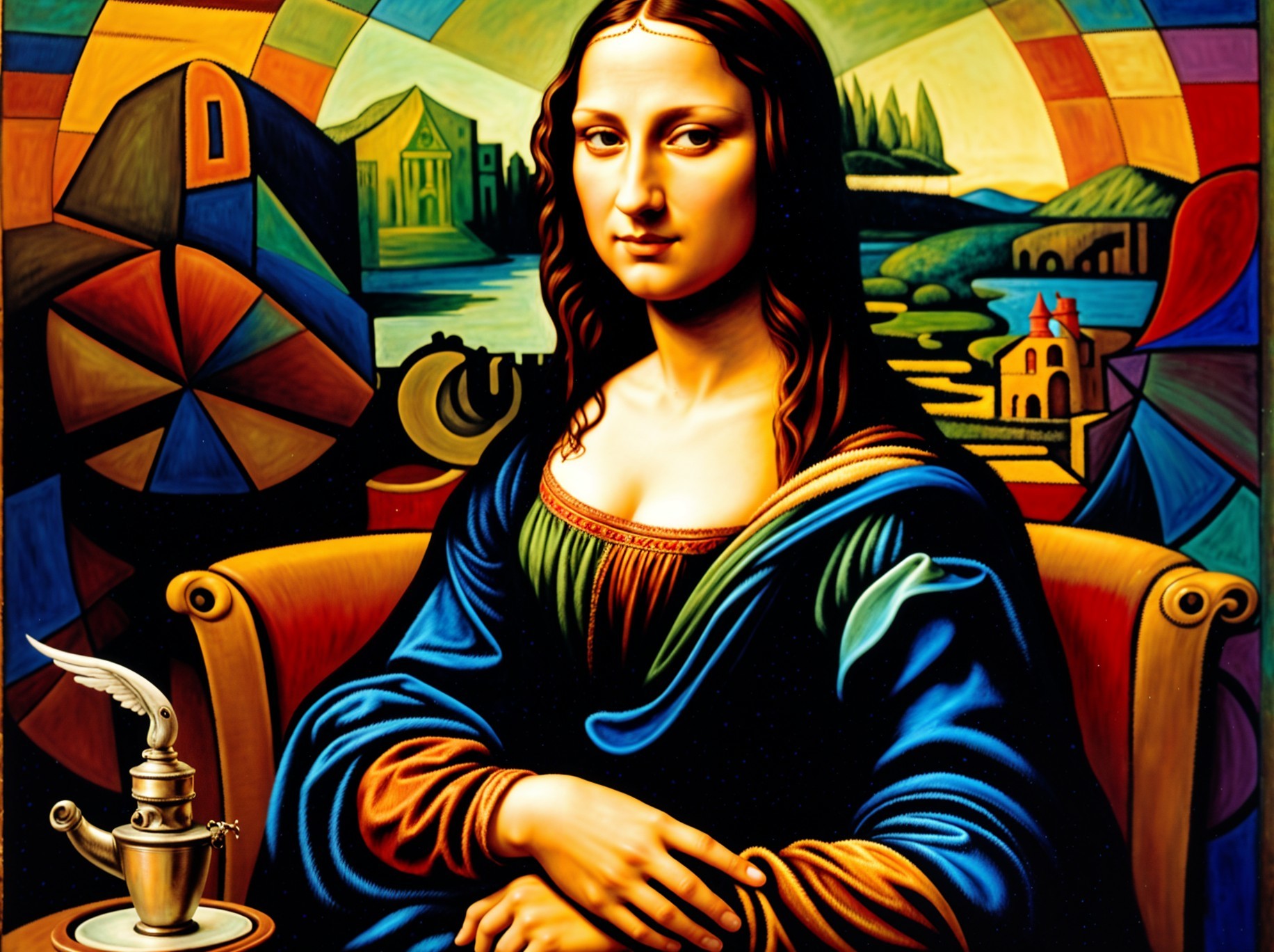 Vibrant Portrait of a Woman in Geometric Style