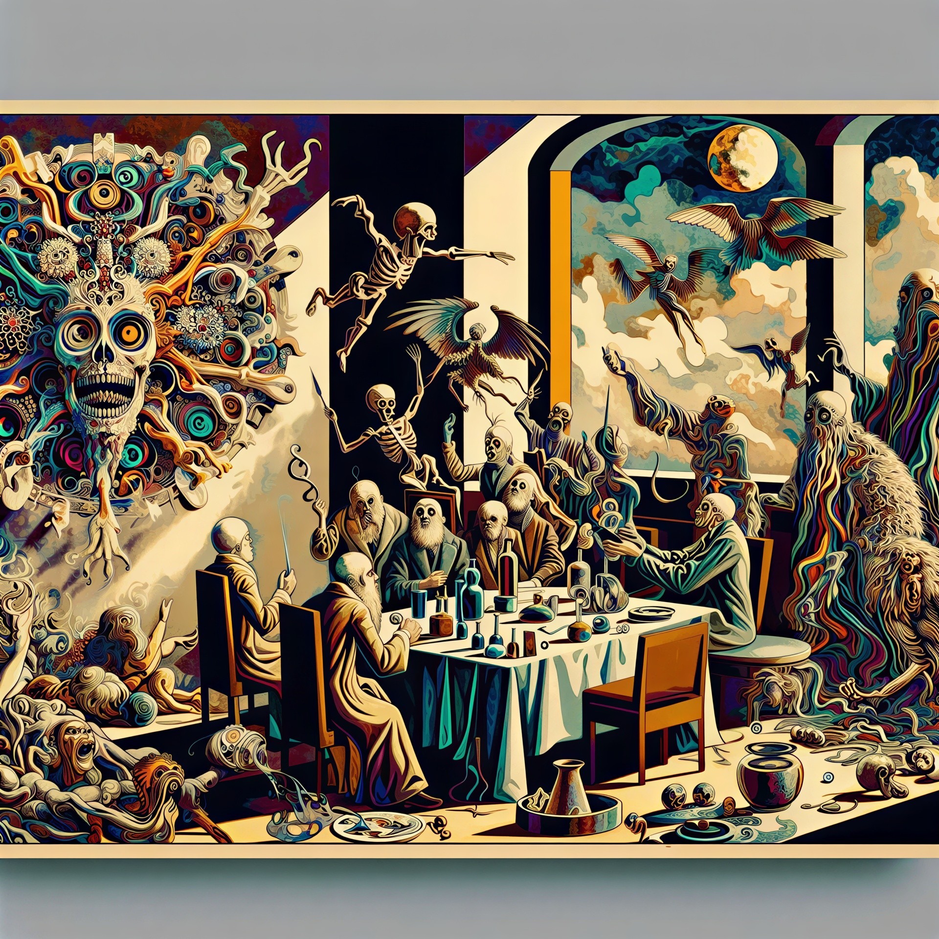 Psychedelic Digital Painting of Alchemists in a Room