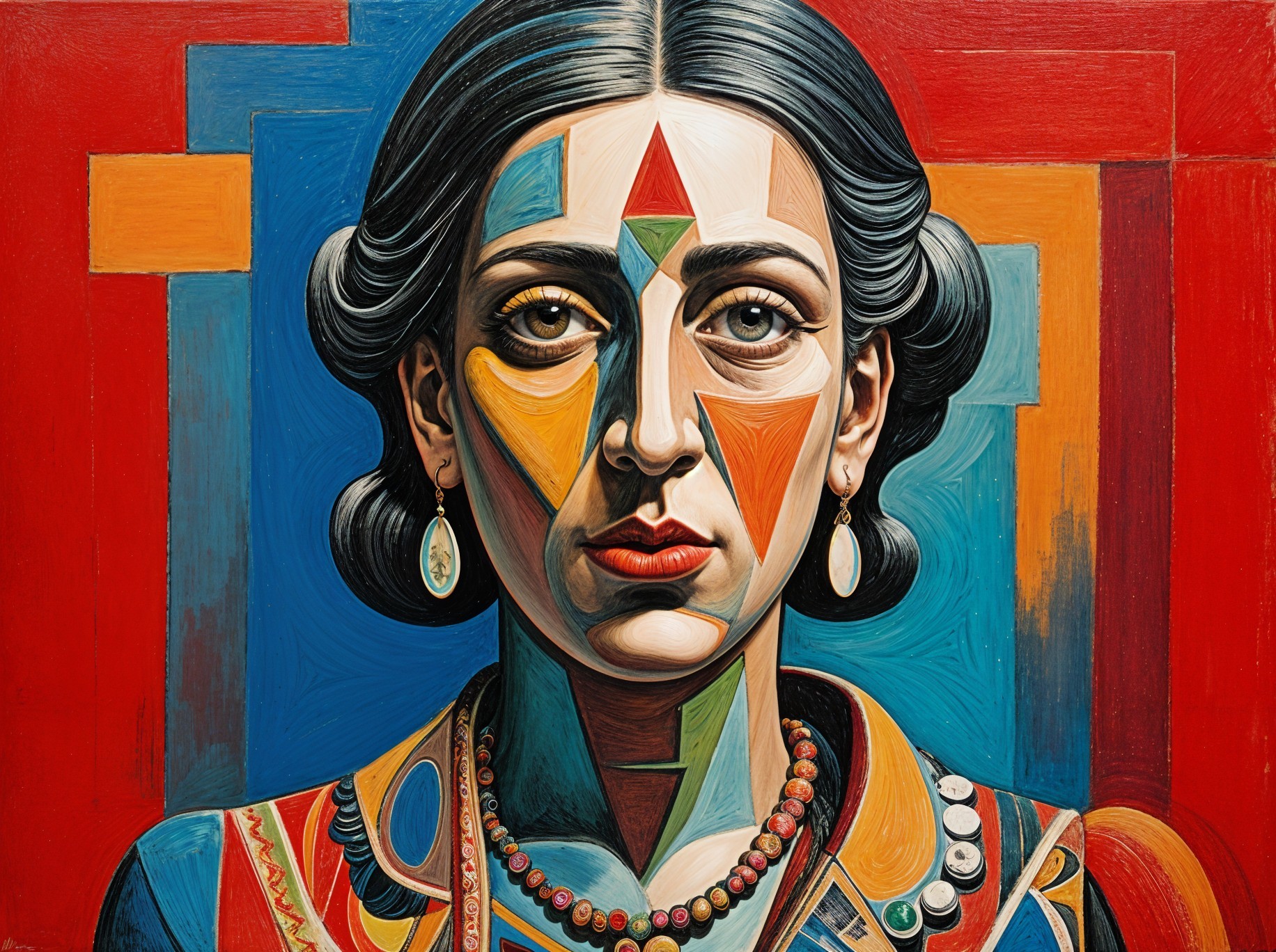 Portrait of a Woman in Vibrant Colors and Patterns