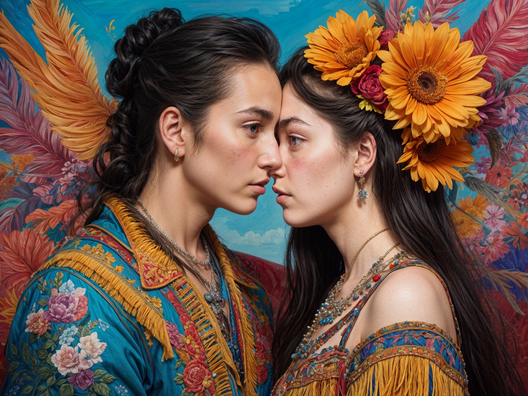 Portrait of Two People in Traditional Attire