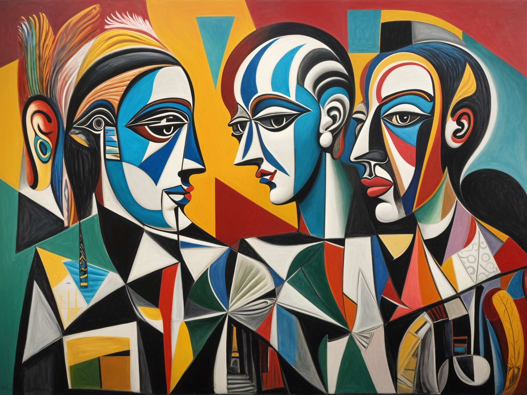 Abstract Figures in Bold Colors and Geometric Shapes
