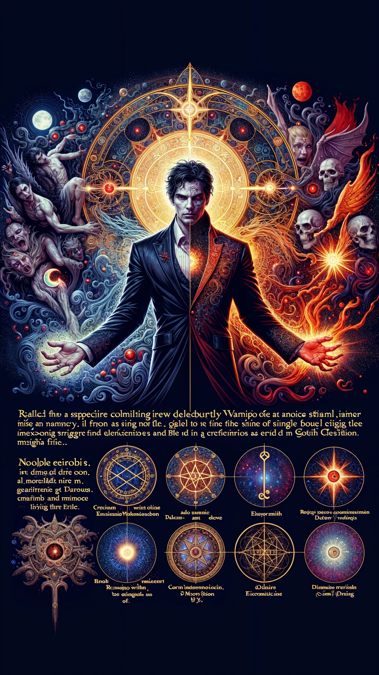 Intricate Illustration of a Celestial Figure and Symbols