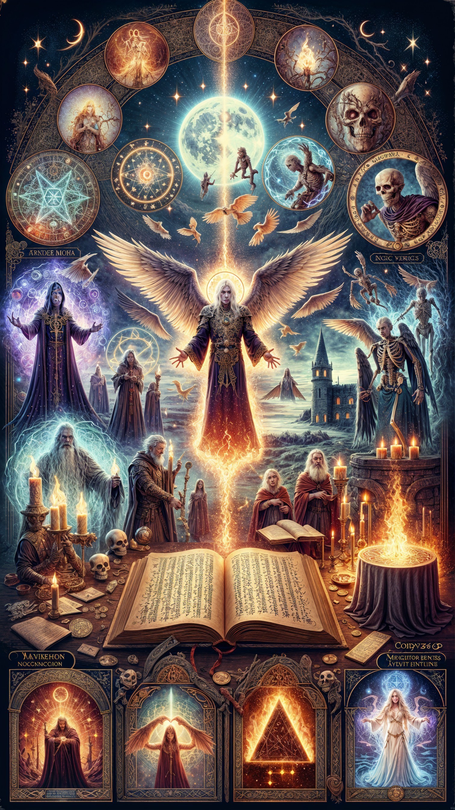 Angelic Figure in Ethereal Light Above Ancient Book
