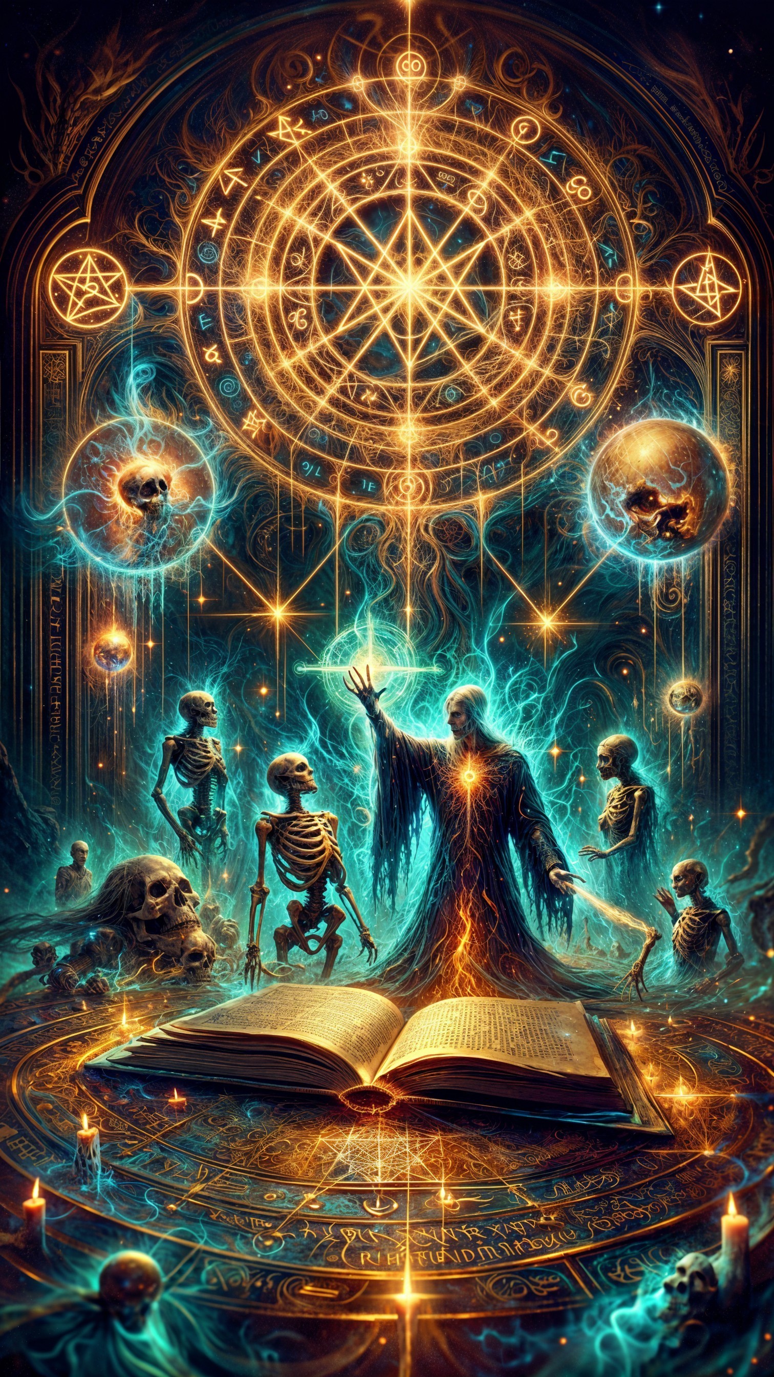 Mystical Scene with Dark Magic and Ethereal Elements