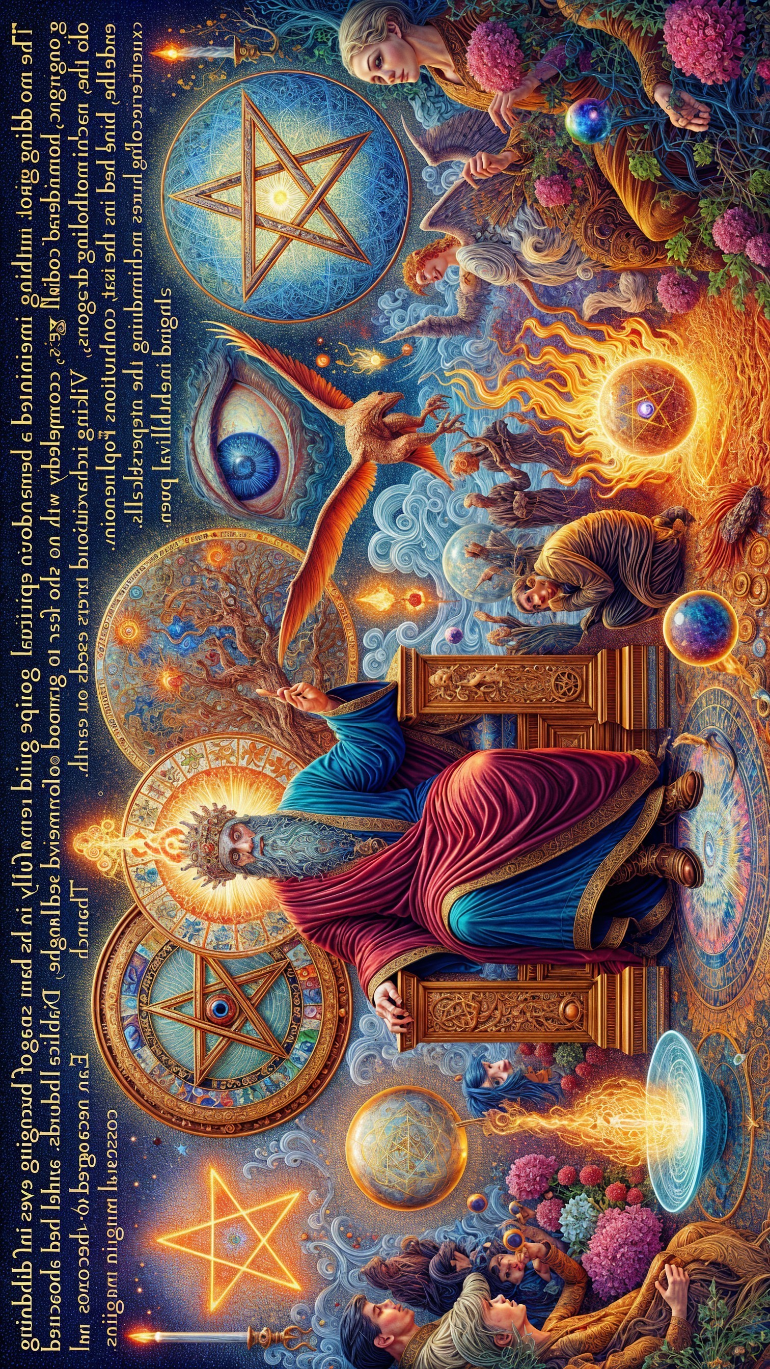 Intricate Cosmic Scene with Throne and Celestial Elements