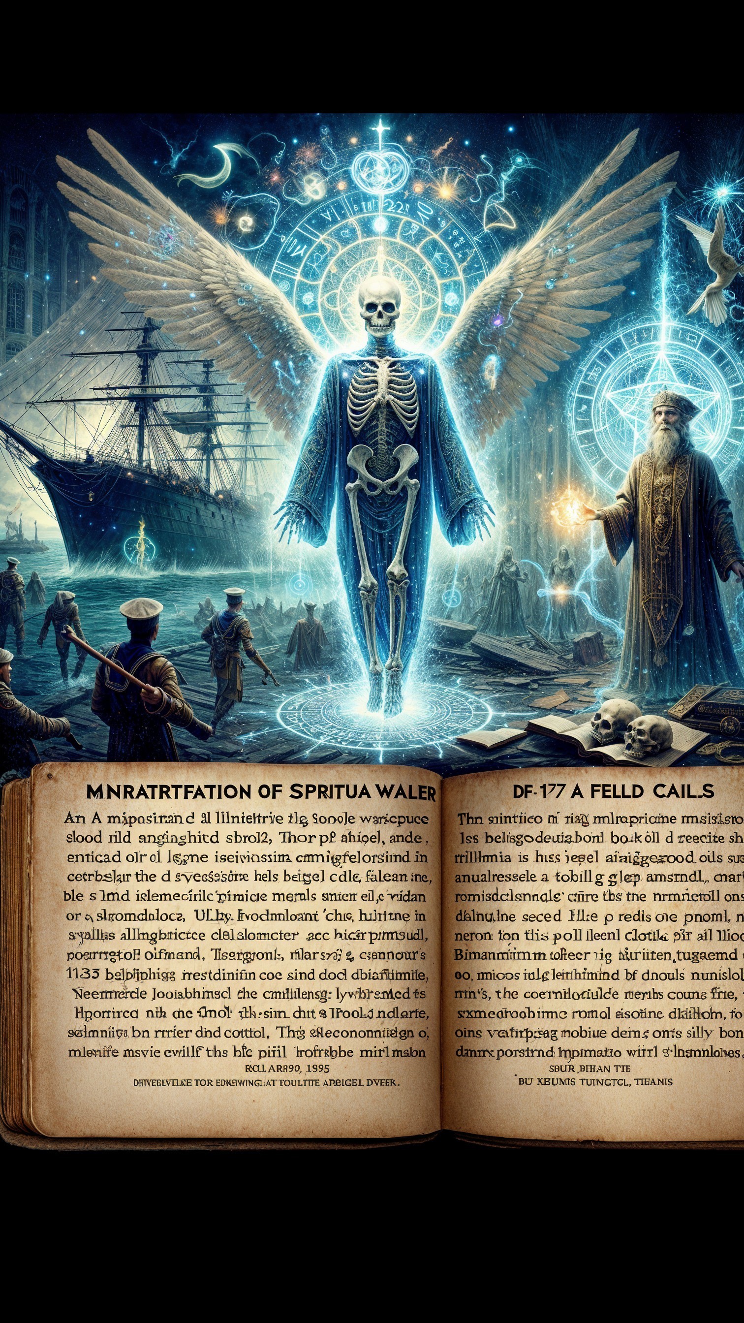 Mystical Skeleton with Wings in Cosmic Environment