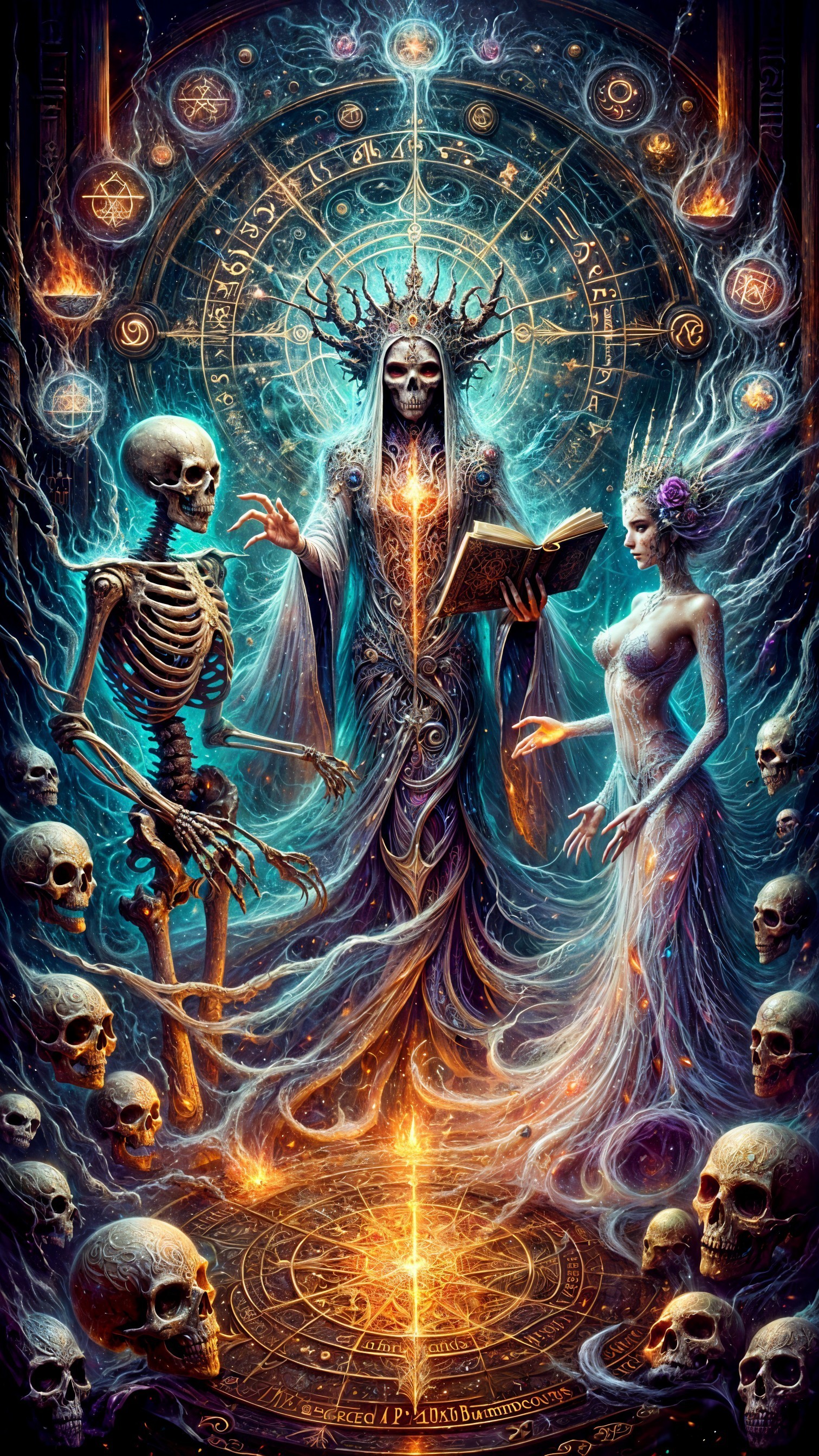 Mystical Scene with Spectral Figure and Ethereal Woman