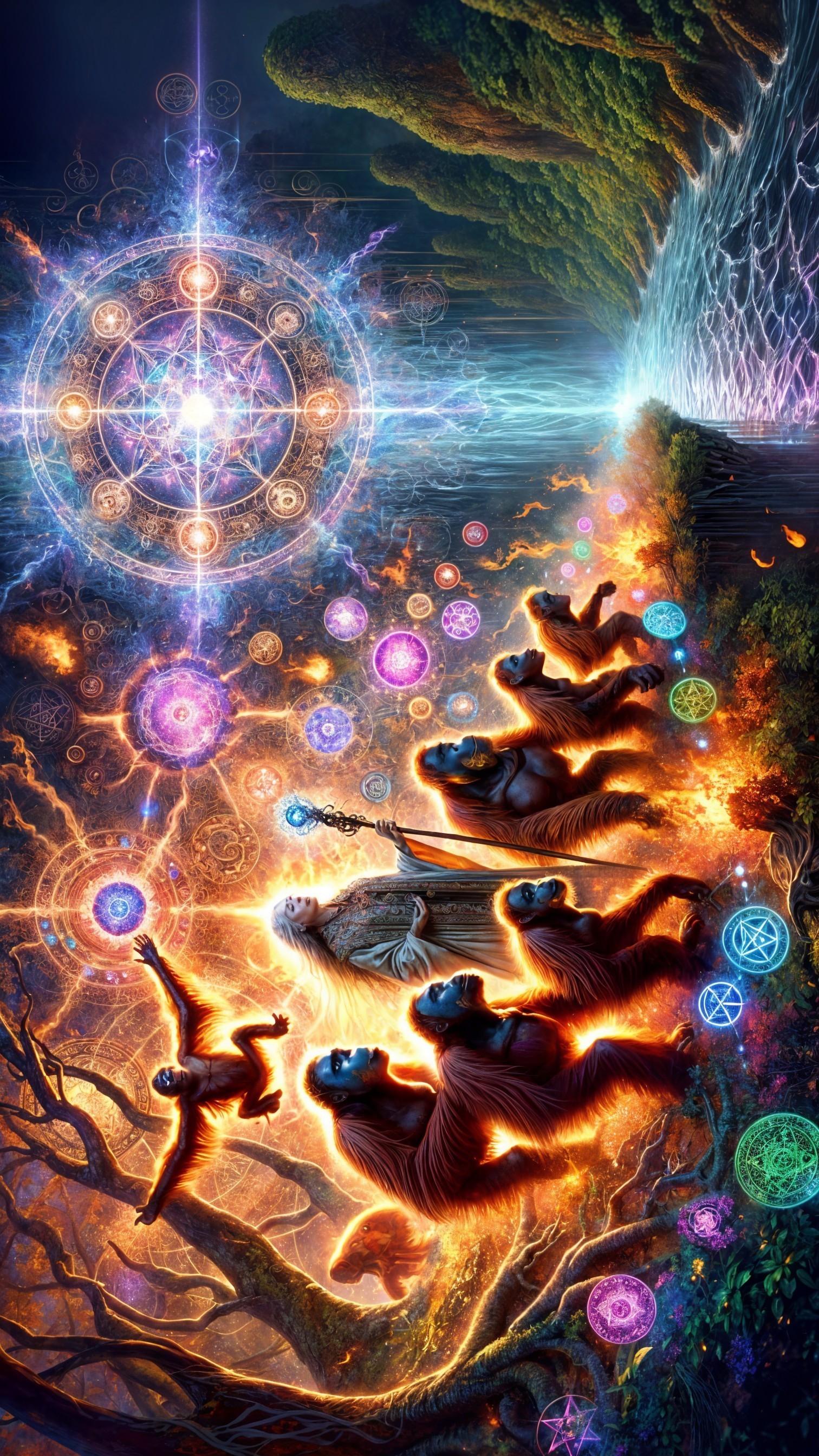Mystical Animals in a Vibrant Magical Landscape