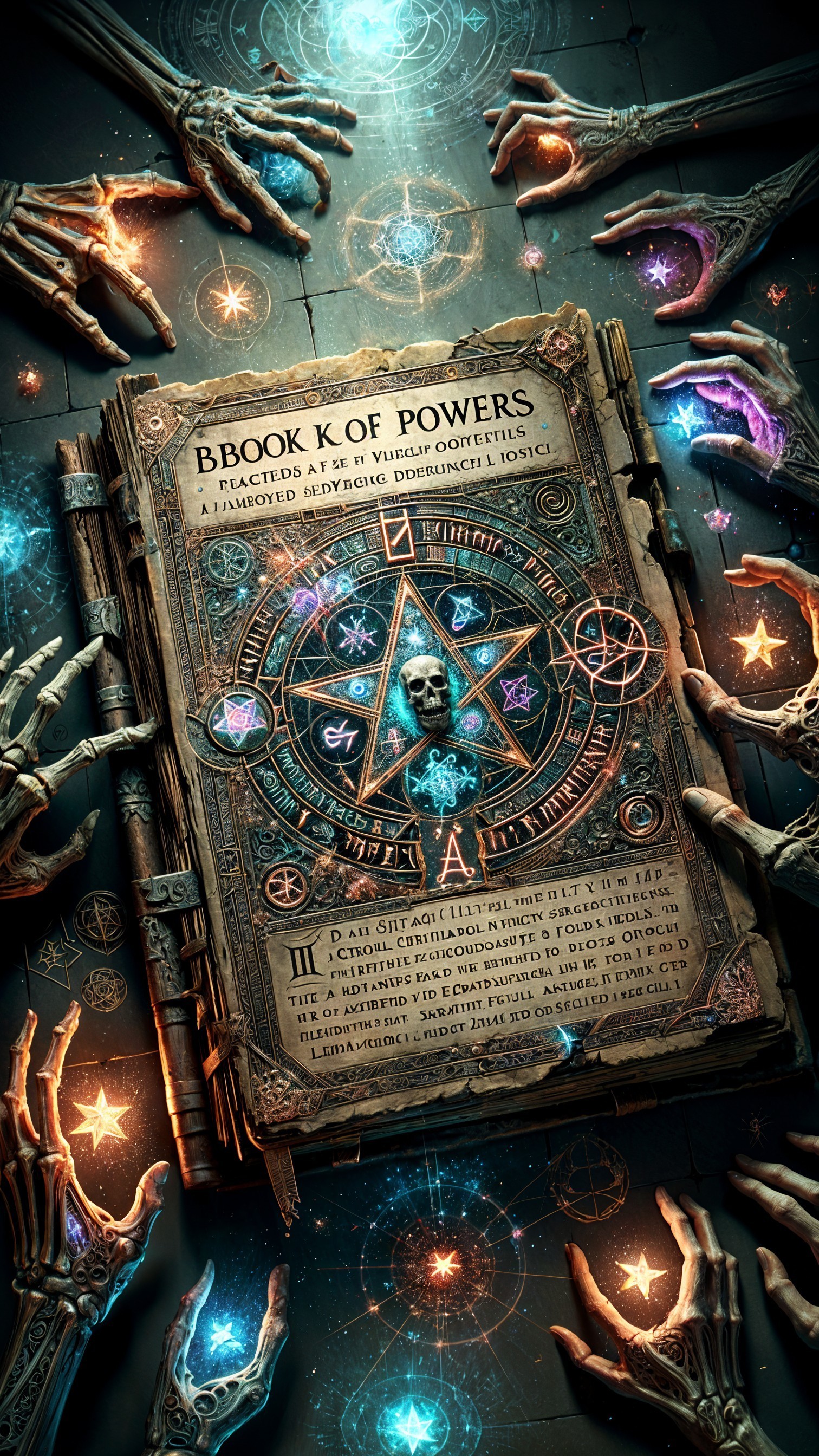 Ancient Spellbook with Mystical Illustrations and Symbols